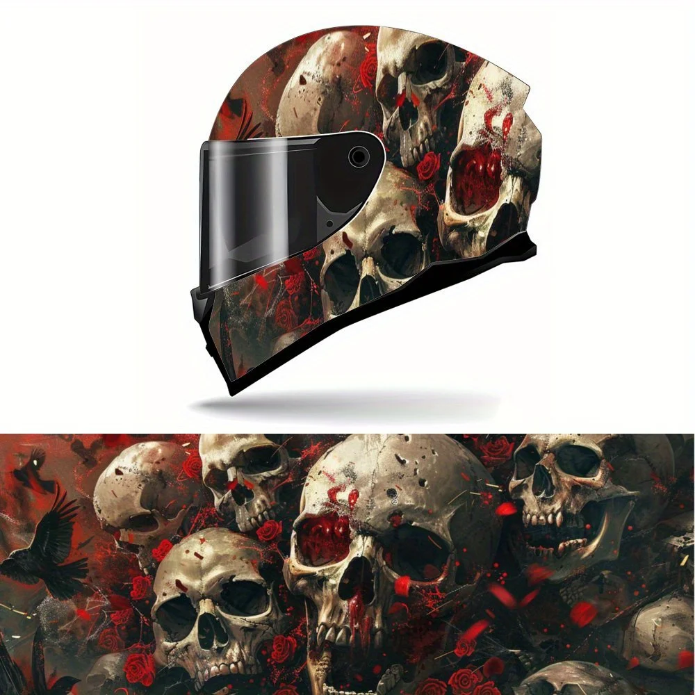 Dark Skull and Rose Petal PVC Motorcycle Helmet Vinyl Wrap, Self-Adhesive Waterproof Sticker, Anti-Scratch Decorative Film for F
Dark Skull and Rose Petal PVC Motorcycle Helmet Vinyl Wrap, Self-Adhesive Waterproof Sticker, Anti-Scratch Decorative Film for F