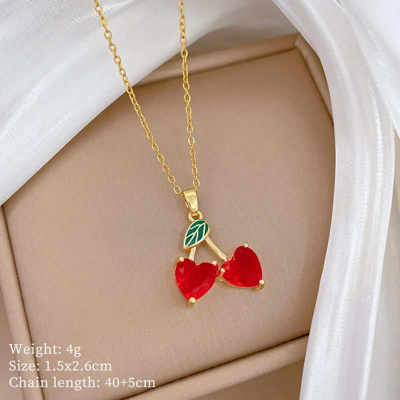 Coranda Red Cherry Minimalist Zircon Necklace 18K Gold Plated Stainless Steel Women's Collarbone Chain Jewelry Gift
Coranda Red Cherry Minimalist Zircon Necklace 18K Gold Plated Stainless Steel Women's Collarbone Chain Jewelry Gift