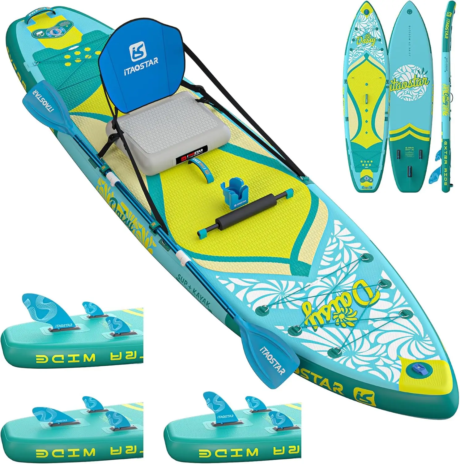 Daisy 11'6’ × 35” Extra Wide Paddle Board with Seat, One-Stop Premium SUP Board Accessories, Tailored 5 Fins, Stable Stand Up Pa
Daisy 11'6’ × 35” Extra Wide Paddle Board with Seat, One-Stop Premium SUP Board Accessories, Tailored 5 Fins, Stable Stand Up Pa