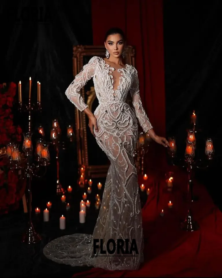 Gorgeous Major Pearls Crystal Mermaid Evening Dress Wedding Sheer Beaded Floor Length See Through Prom Dress 2023 robe de soirée
Gorgeous Major Pearls Crystal Mermaid Evening Dress Wedding Sheer Beaded Floor Length See Through Prom Dress 2023 robe de soirée