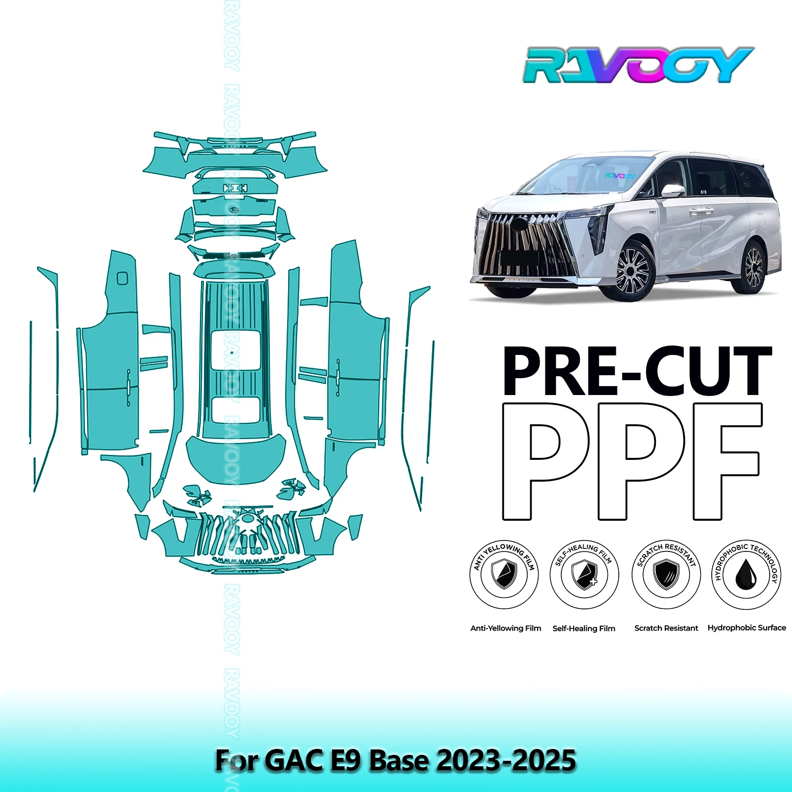 Full Vehicle Clear Bra Precut PPF Paint Protection Film For GAC E9 Base 2023-2025
Full Vehicle Clear Bra Precut PPF Paint Protection Film For GAC E9 Base 2023-2025