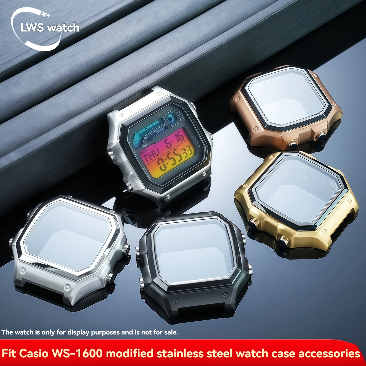 Custom Case for the Casio WS-1600 Square Watch: Precision Stainless Steel Metal Case—Replacement and Repair Parts
Custom Case for the Casio WS-1600 Square Watch: Precision Stainless Steel Metal Case—Replacement and Repair Parts