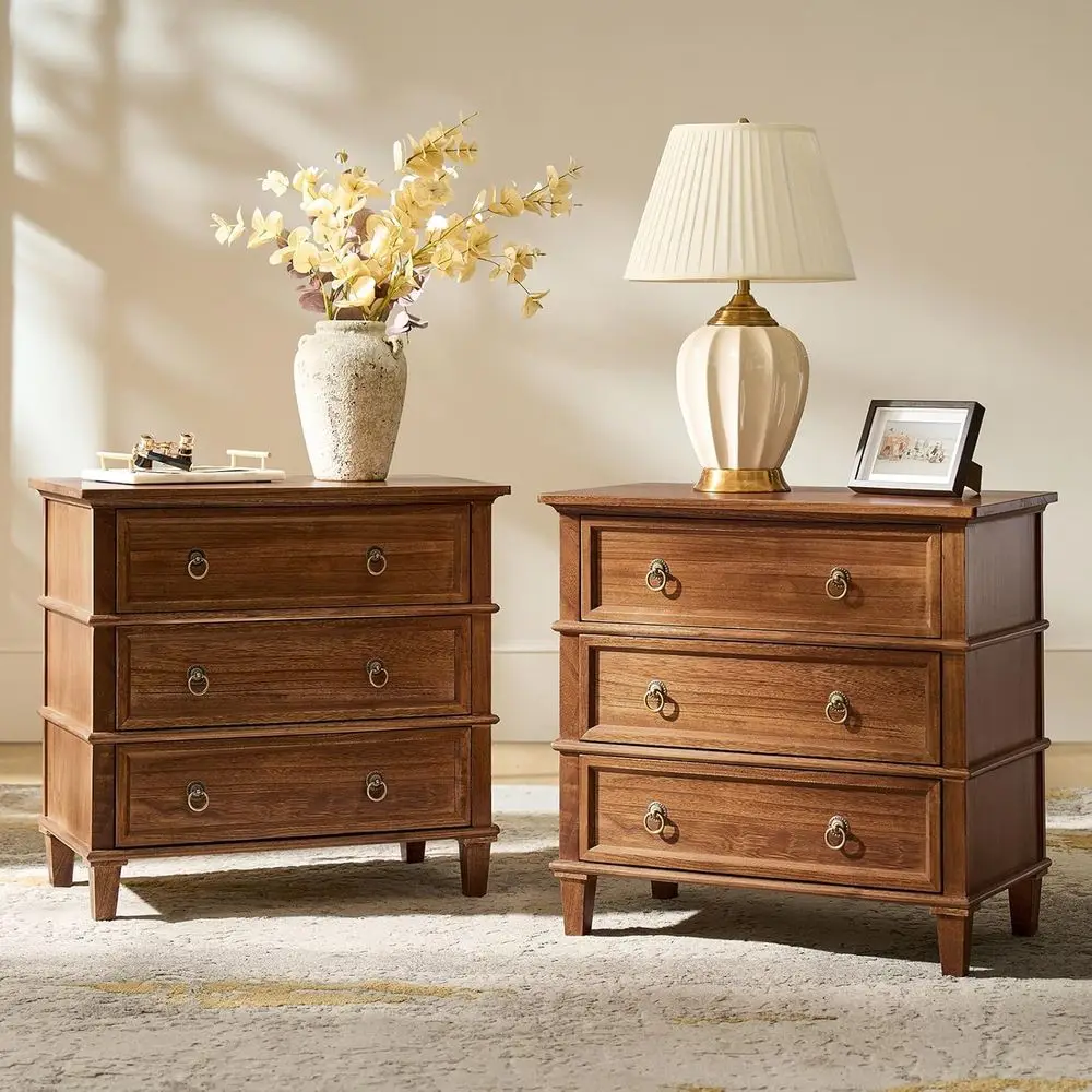 Set of 2 Solid Wood End Tables with Drawers, Vintage Knobs, and Built-in Charging Station, Cherry Finish
Set of 2 Solid Wood End Tables with Drawers, Vintage Knobs, and Built-in Charging Station, Cherry Finish