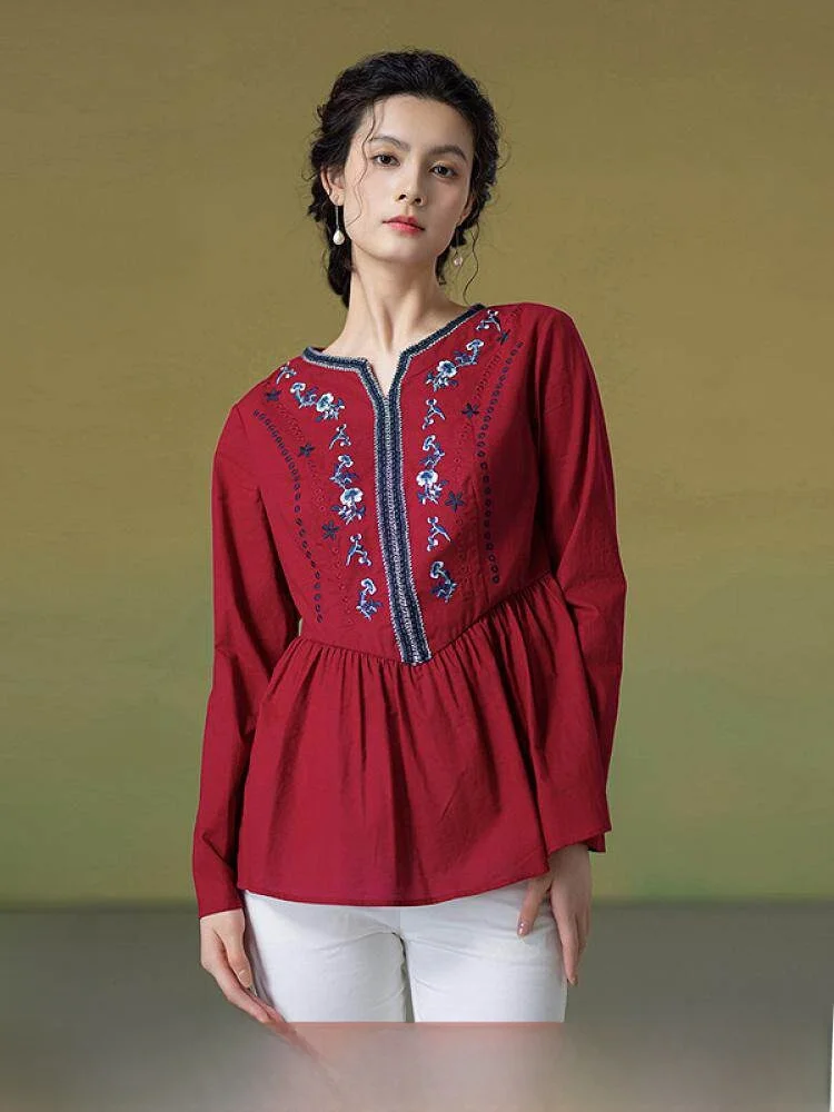 Ele Embroidered Lace Trim Cotton Linen Blend irt Women's Autumn New Arrival Breathable Comfortable Long Sve Crew Ne
Ele Embroidered Lace Trim Cotton Linen Blend irt Women's Autumn New Arrival Breathable Comfortable Long Sve Crew Ne