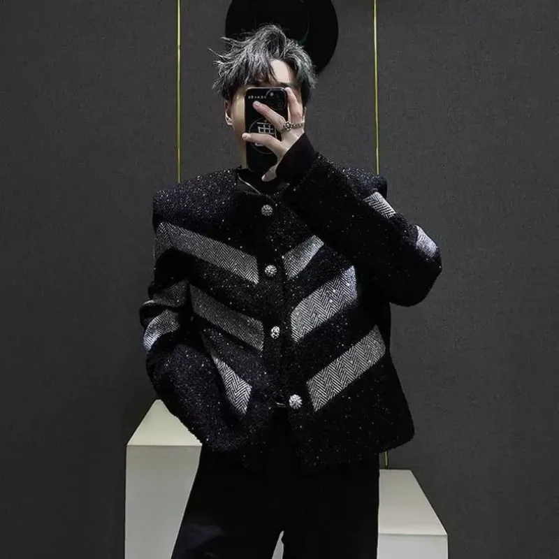 Spring Autumn Me Jacket with Coarse Tweed Patchwork Shoulder Pads Coat
Spring Autumn Me Jacket with Coarse Tweed Patchwork Shoulder Pads Coat