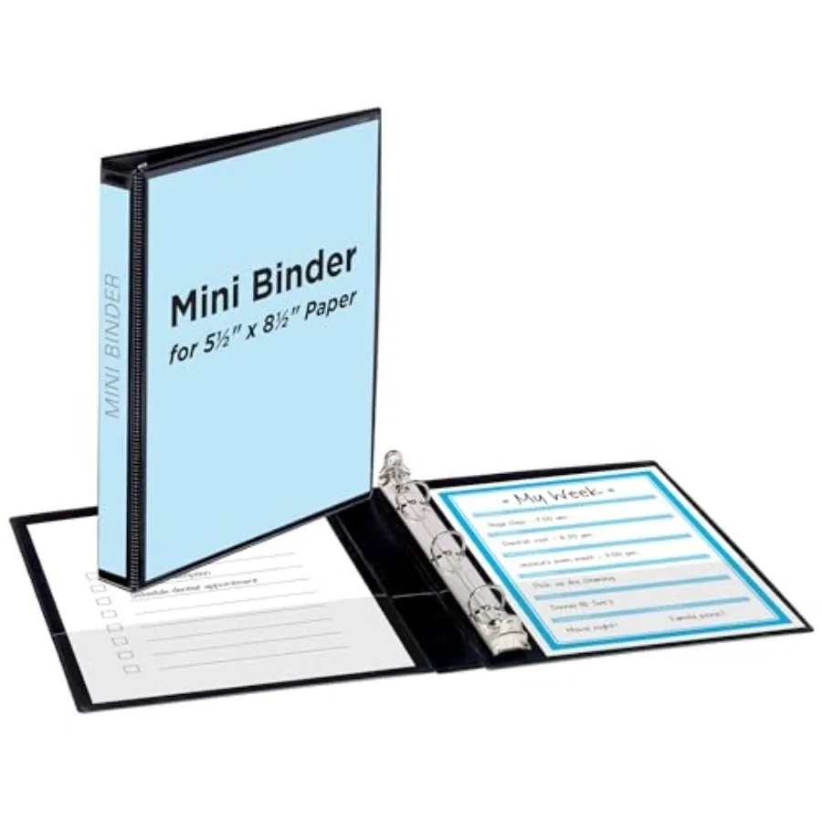 Mini Durable View 3 Ring Binder, Holds 5.5" x 8.5" Paper, 0.5" Round Rings, 100-Sheet Capacity, 0.7 Inch Wide Spine, 1 Black Bi
Mini Durable View 3 Ring Binder, Holds 5.5" x 8.5" Paper, 0.5" Round Rings, 100-Sheet Capacity, 0.7 Inch Wide Spine, 1 Black Bi