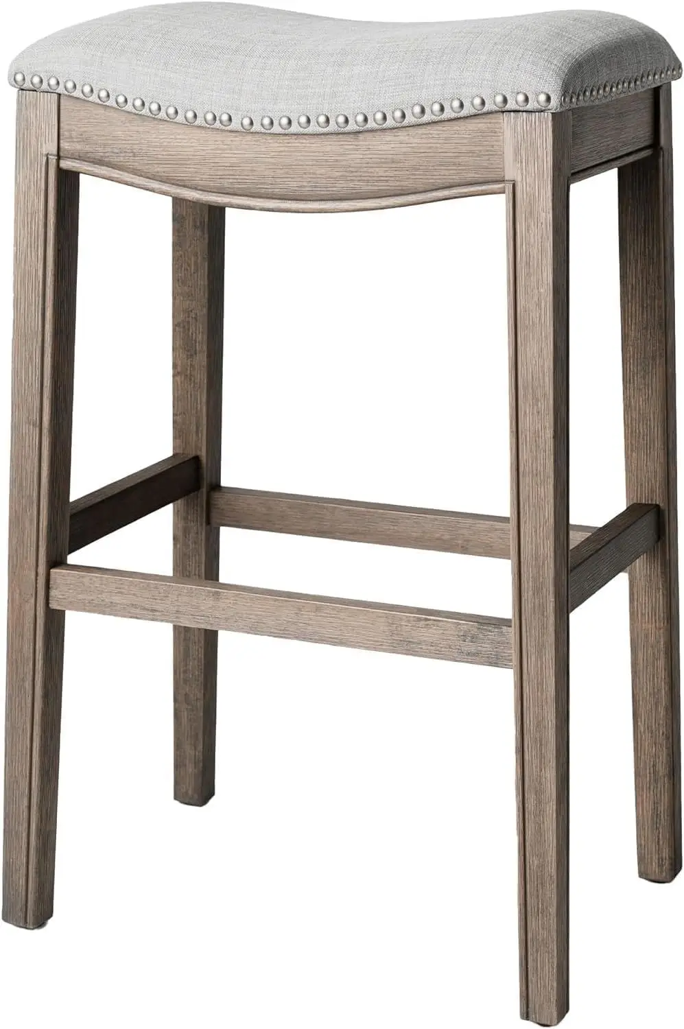 Adrien Backless Bar Stool – 31 Inch Saddle Seat with Footrest – Grey Solid Wood Frame & Grey Fabric Upholstery – Ideal for
Adrien Backless Bar Stool – 31 Inch Saddle Seat with Footrest – Grey Solid Wood Frame & Grey Fabric Upholstery – Ideal for