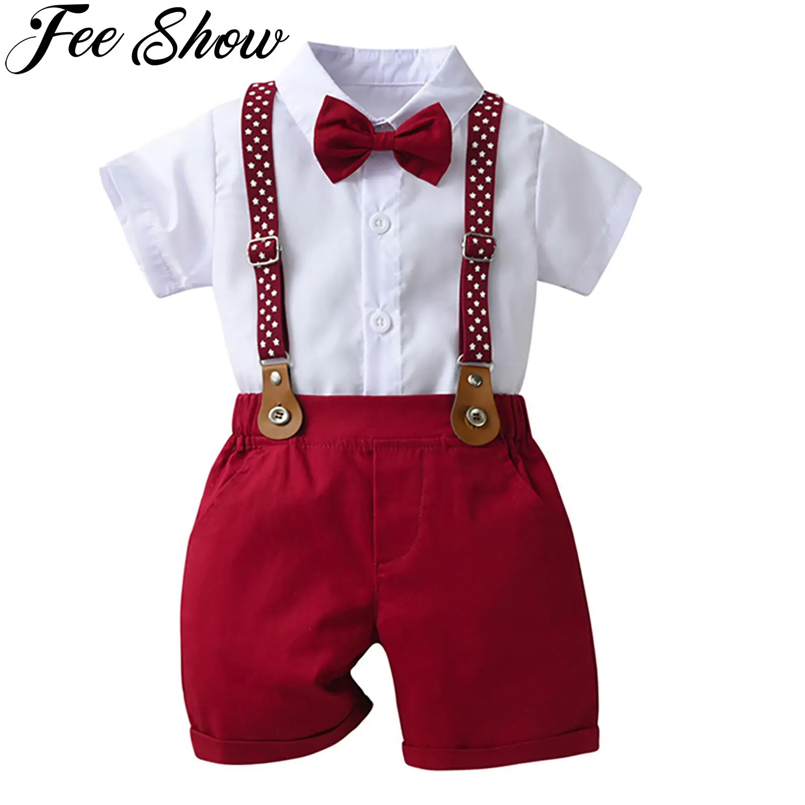 Infant Boys Cotton Gentleman Outfit Short Sleeve Shirt with Suspender Shorts and Bowtie Set Birthday Wedding Party Clothes Suit
Infant Boys Cotton Gentleman Outfit Short Sleeve Shirt with Suspender Shorts and Bowtie Set Birthday Wedding Party Clothes Suit