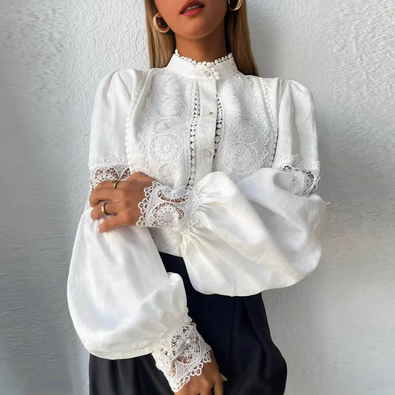 White Black Long Sleeve Women Shirt Blouse Fashion Stand Collar Hollow Out Shirt Blouse Women Tops Camisas De Mujer Blusa Q3499
White Black Long Sleeve Women Shirt Blouse Fashion Stand Collar Hollow Out Shirt Blouse Women Tops Camisas De Mujer Blusa Q3499