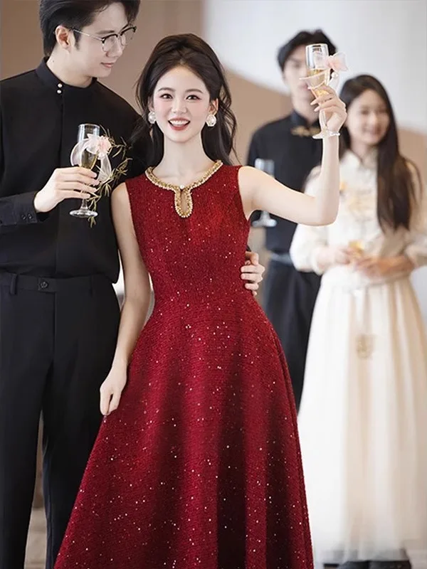 Ele Red Wedding Dr for Women Engagement Ceremony Long A-Line Skirt Evening Gown Luxury Sensation Wine Red Color
Ele Red Wedding Dr for Women Engagement Ceremony Long A-Line Skirt Evening Gown Luxury Sensation Wine Red Color