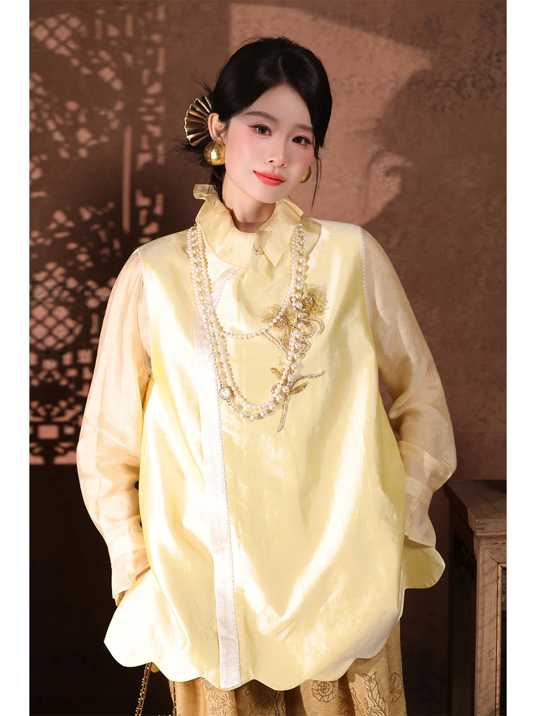 Color Woven Double Silk French Embroidery Long Vest Chinese Sle Women's Outerwear Faion Spring Season Stand Collar
Color Woven Double Silk French Embroidery Long Vest Chinese Sle Women's Outerwear Faion Spring Season Stand Collar