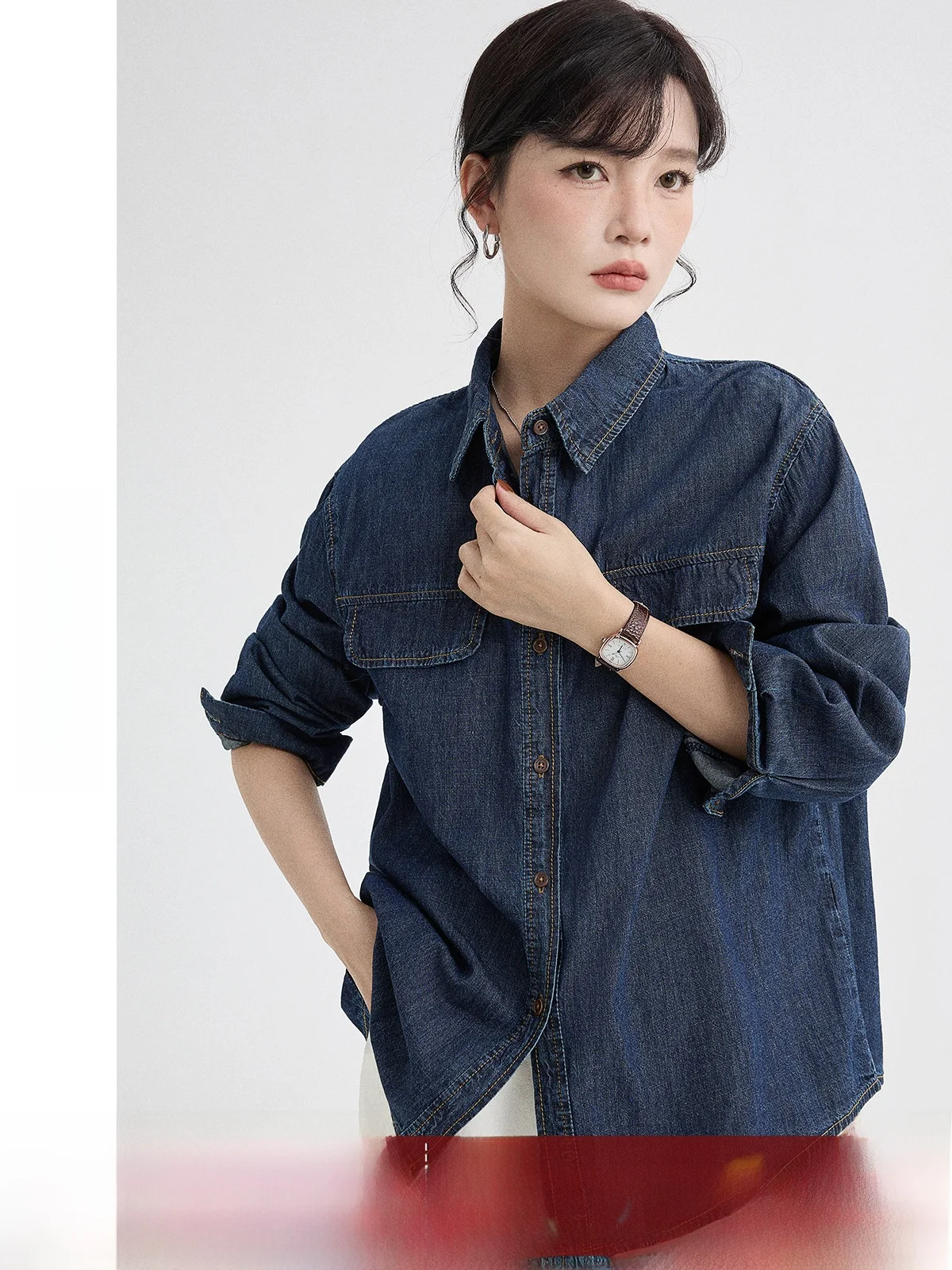 Blue Denim irt Women's Loose Fit Vintage Sle Long Sve Casual irt Spring 2026 New Arrival Slimming Effect Girls' Wear
Blue Denim irt Women's Loose Fit Vintage Sle Long Sve Casual irt Spring 2026 New Arrival Slimming Effect Girls' Wear