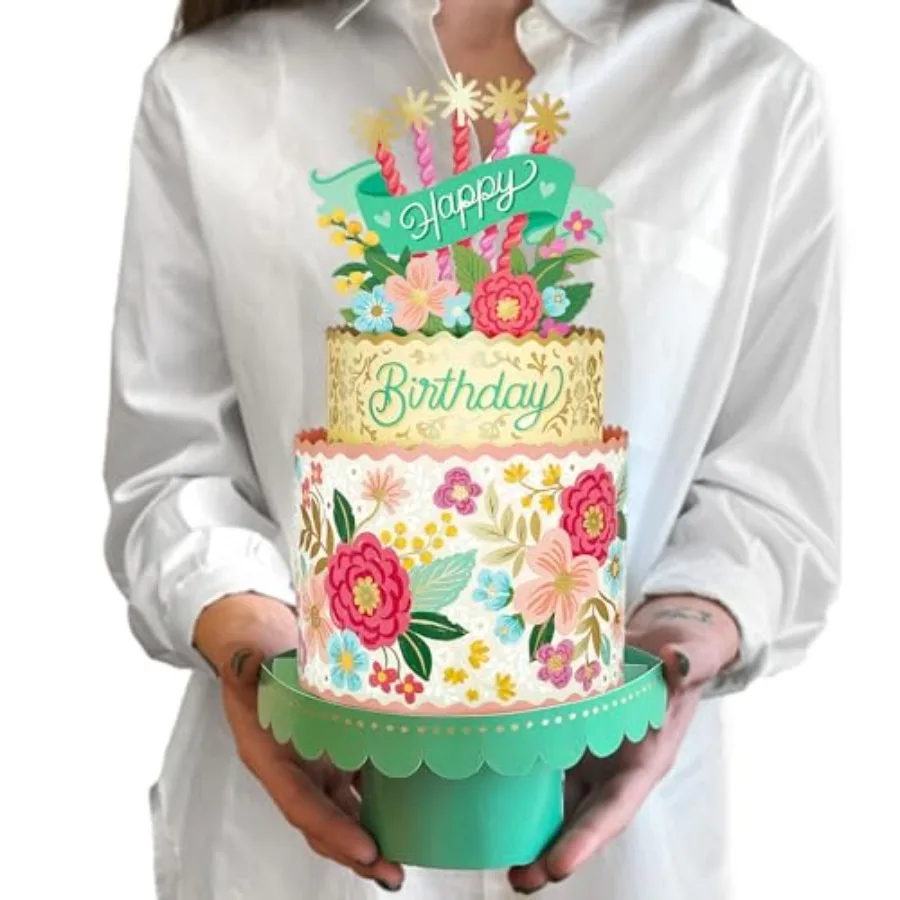 Pop Up Birthday Card for Women, Blooming Birthday Cake, 12 Inch Life Sized Tiered Cake, 3D Popup Greeting Cards with Blank Note
Pop Up Birthday Card for Women, Blooming Birthday Cake, 12 Inch Life Sized Tiered Cake, 3D Popup Greeting Cards with Blank Note