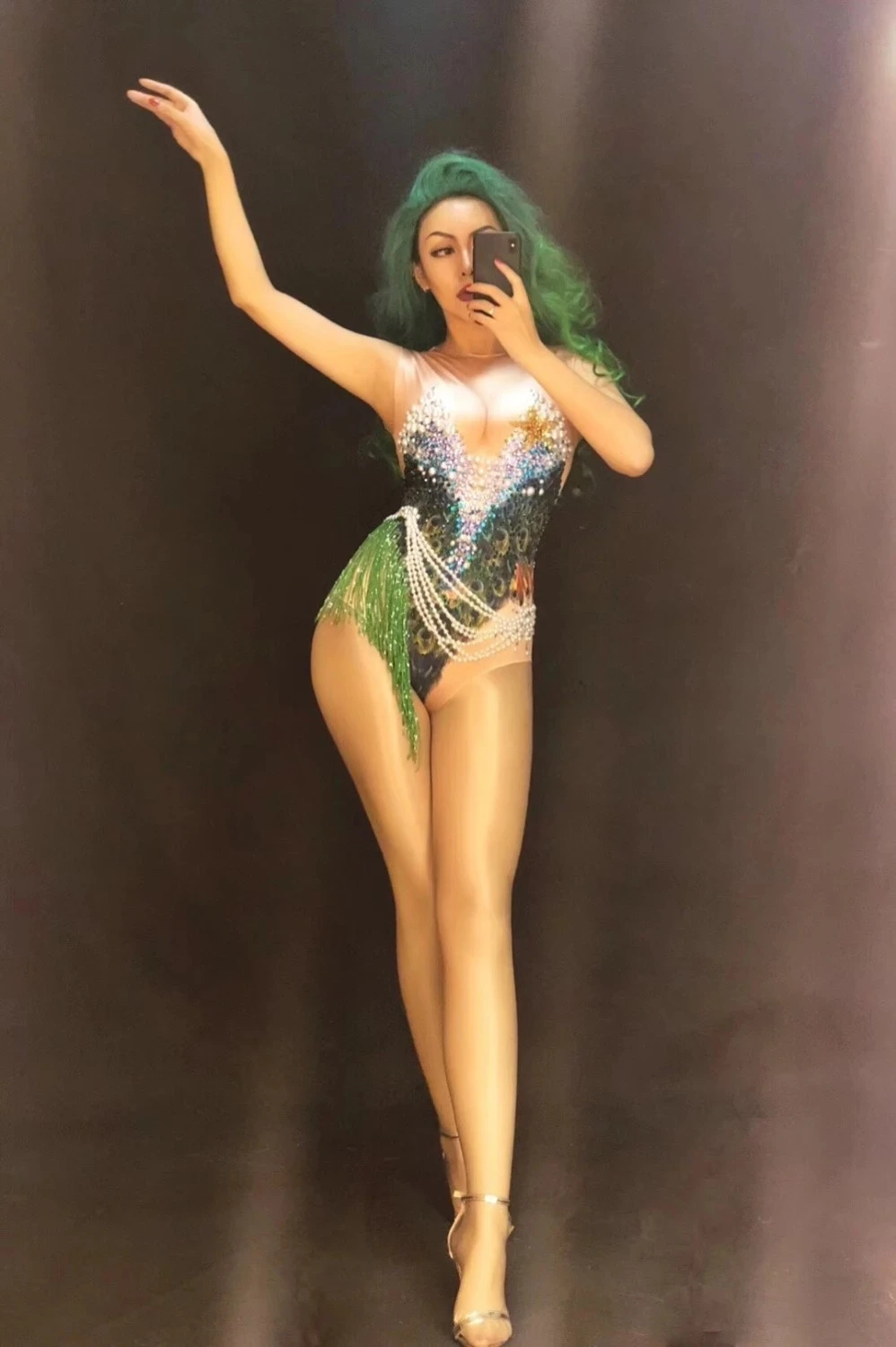 Green Leotard Rhinestone Fringes pearl bodysuit women Nightclub DJ Singer Dance Wear Party birthday Performance stage Costumes
Green Leotard Rhinestone Fringes pearl bodysuit women Nightclub DJ Singer Dance Wear Party birthday Performance stage Costumes