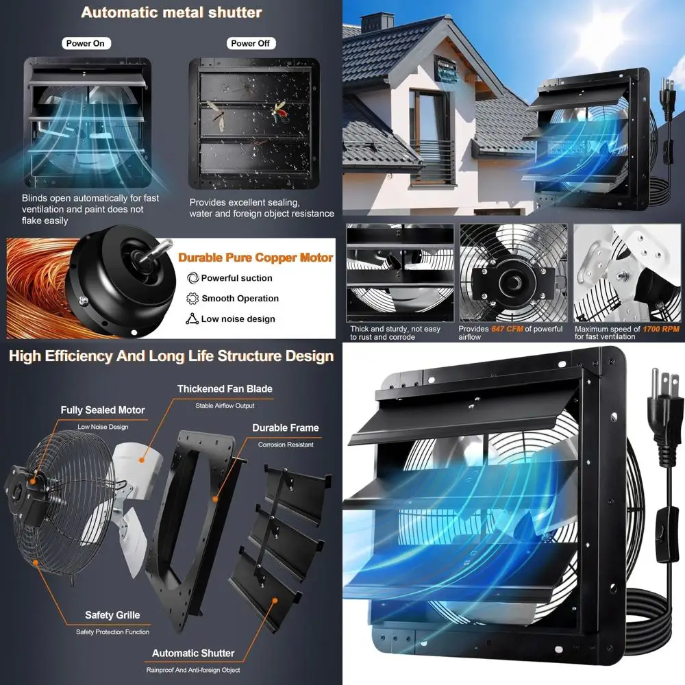 10 Wall-Mounted Shutter Exhaust Fan, 1.8M Power Cord, 60Hz, 36W, Pure Copper Motor, Low Noise, Auto Shutter for Attic Ventilatio
10 Wall-Mounted Shutter Exhaust Fan, 1.8M Power Cord, 60Hz, 36W, Pure Copper Motor, Low Noise, Auto Shutter for Attic Ventilatio