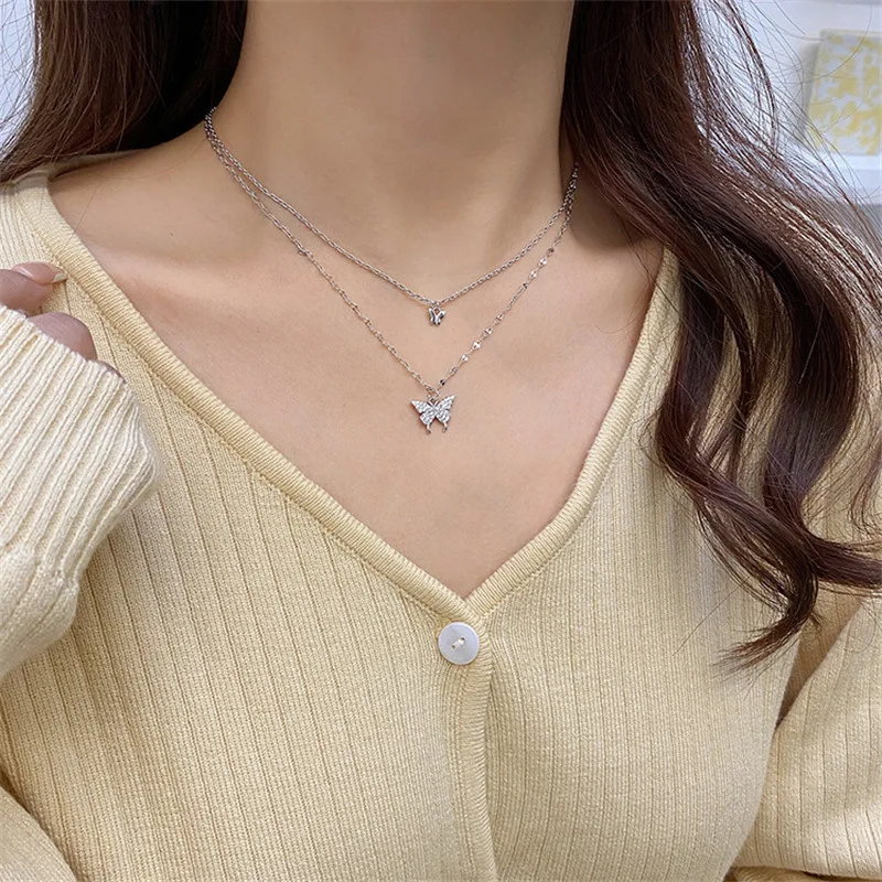New Internet celebrity women's double-layer diamond butterfly necklace women's summer high-end clavicle chain niche simple jewelry
New Internet celebrity women's double-layer diamond butterfly necklace women's summer high-end clavicle chain niche simple jewelry
