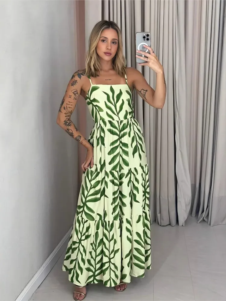 Spring And Summer New Women's Fashion Printed Suspender Dress Comfortable Casual Elegant Square Collar High Waist Long Skirt
Spring And Summer New Women's Fashion Printed Suspender Dress Comfortable Casual Elegant Square Collar High Waist Long Skirt
