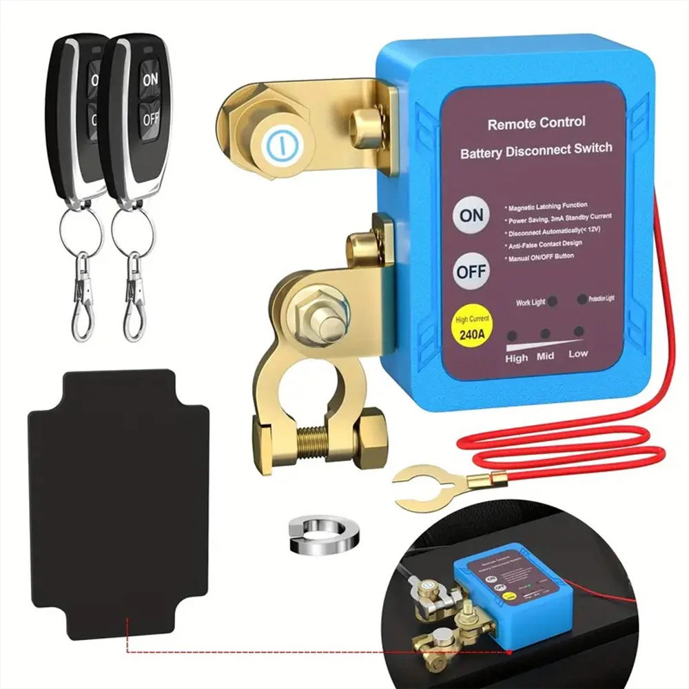 Remote Battery Disconnect Switch 12/24V 240A Kill Switch Automatic Power Off Prevent Battery Drain with Remote for Car Truck SUV
Remote Battery Disconnect Switch 12/24V 240A Kill Switch Automatic Power Off Prevent Battery Drain with Remote for Car Truck SUV