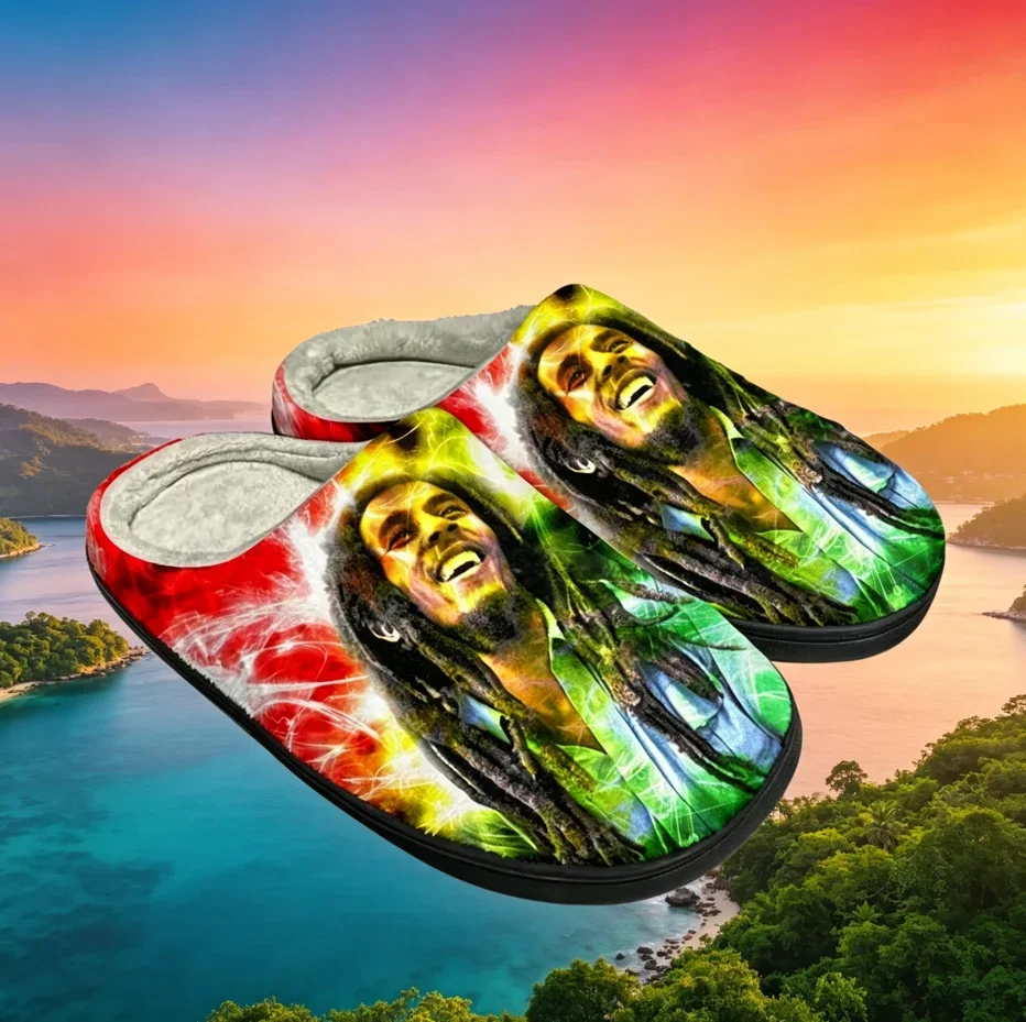 Bob Marley Reggae Pattern Cotton Slippers, Soft Plush Warm House Shoes, Non-slip Breathable Indoor Slippers, Unisex Winter Daily
Bob Marley Reggae Pattern Cotton Slippers, Soft Plush Warm House Shoes, Non-slip Breathable Indoor Slippers, Unisex Winter Daily