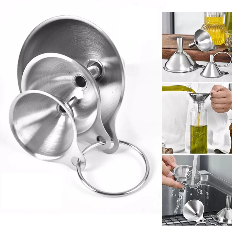 3 Pcs Stainless Steel Kitchen Funnels Set Food Grade Metal Funnels for Filling Bottles Small Funnels for Essential Oil Spices
3 Pcs Stainless Steel Kitchen Funnels Set Food Grade Metal Funnels for Filling Bottles Small Funnels for Essential Oil Spices