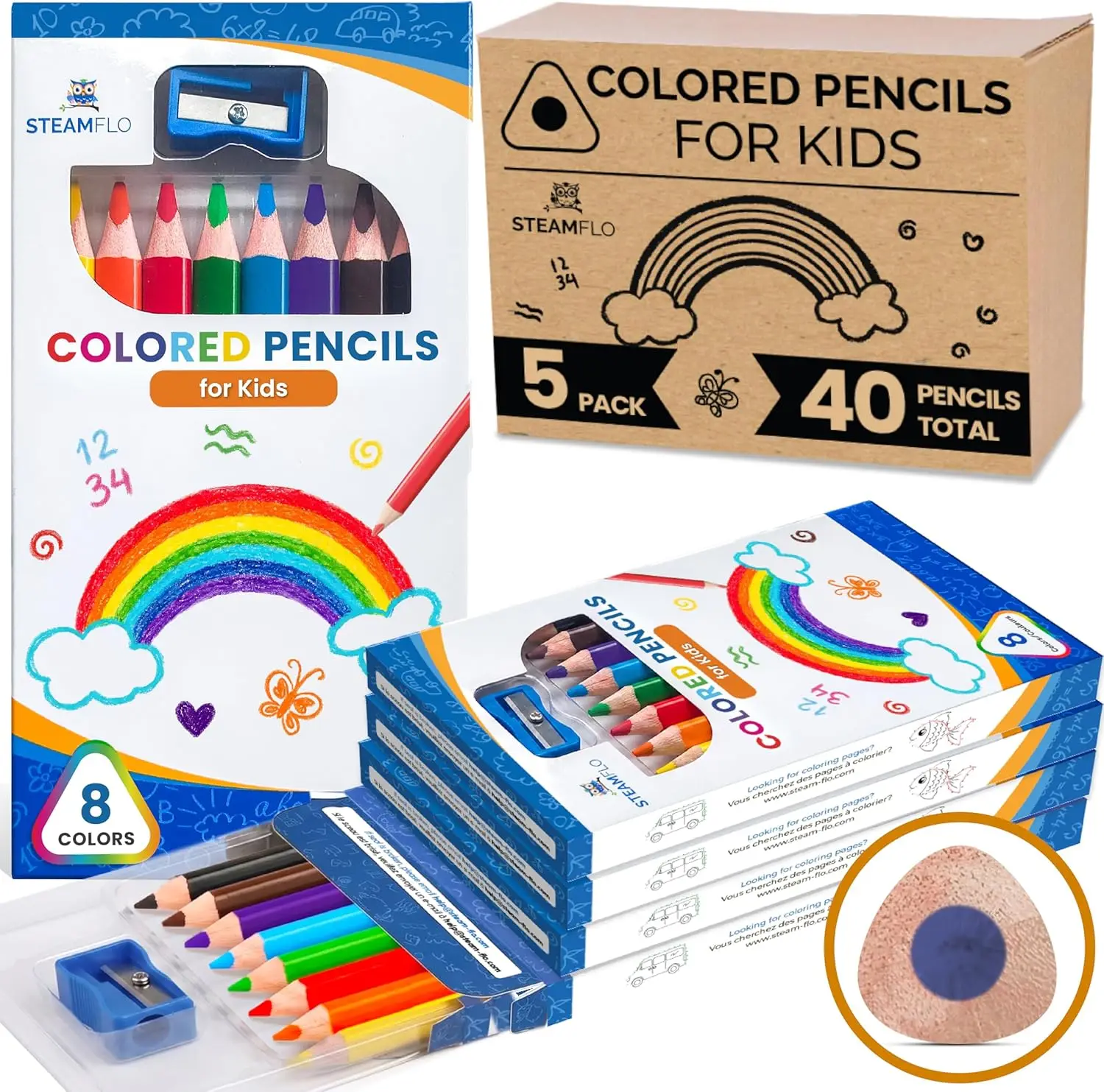 Colored Pencils for Toddlers 3-4 Years, Jumbo Triangle Shape for Easy Grip, Thick Core for Coloring and Less Breakage, 5 Pack
Colored Pencils for Toddlers 3-4 Years, Jumbo Triangle Shape for Easy Grip, Thick Core for Coloring and Less Breakage, 5 Pack