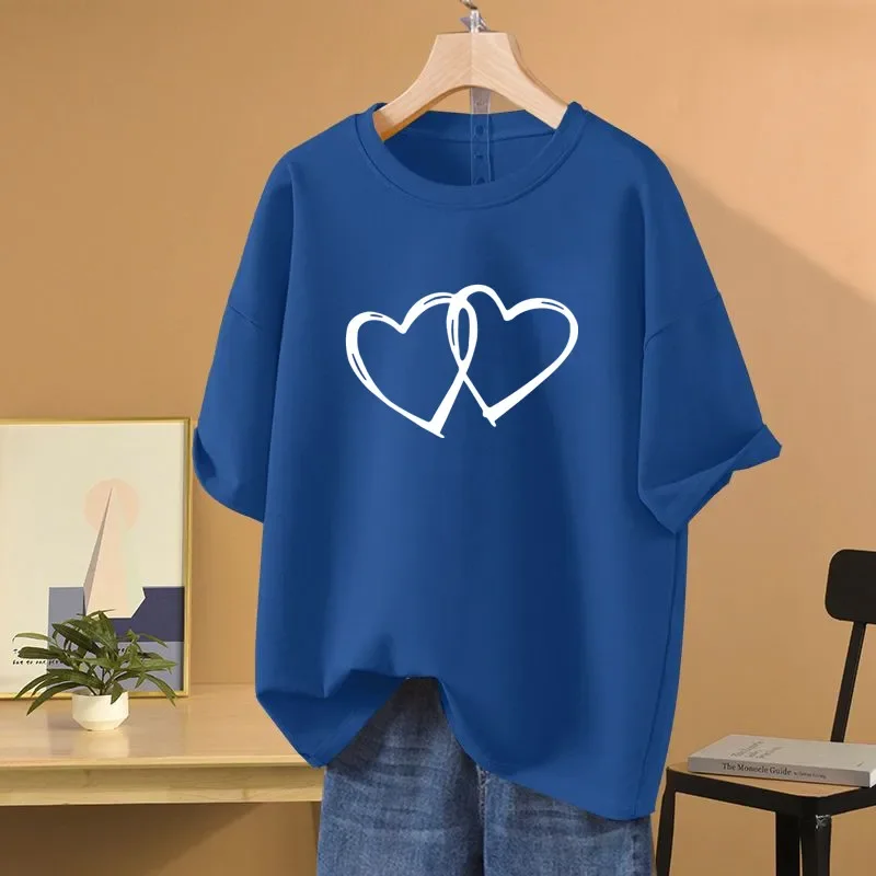 Summer Vintage Pure Cotton Basics T-shirt Women Clothing Sweet Love Printed Short Sleeve Tee Casual Loose O-neck Tops
Summer Vintage Pure Cotton Basics T-shirt Women Clothing Sweet Love Printed Short Sleeve Tee Casual Loose O-neck Tops