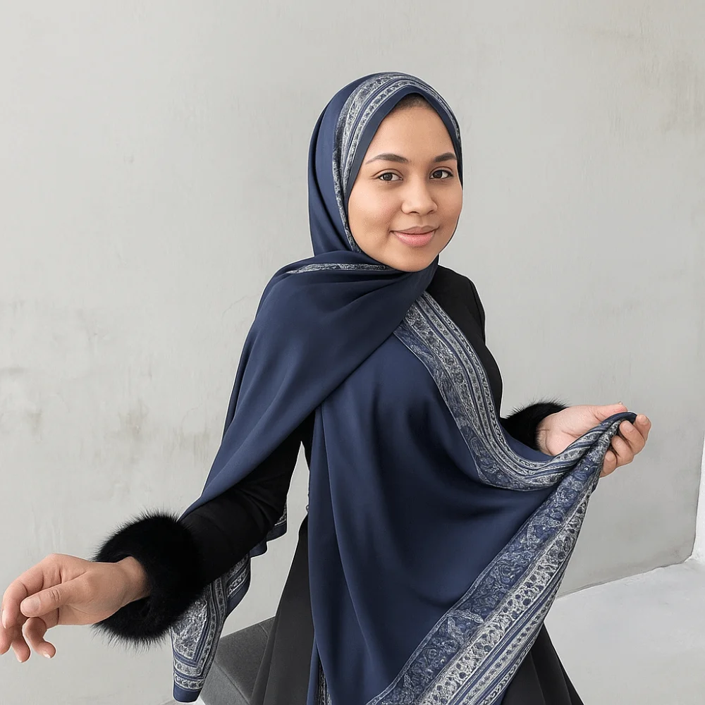 Элегантный шифоновый шарф в этническом стиле с принтом, тонкий исламский тюрбан, длинный 70*170 см, женская шаль с запахом
Элегантный шифоновый шарф в этническом стиле с принтом, тонкий исламский тюрбан, длинный 70*170 см, женская шаль с запахом