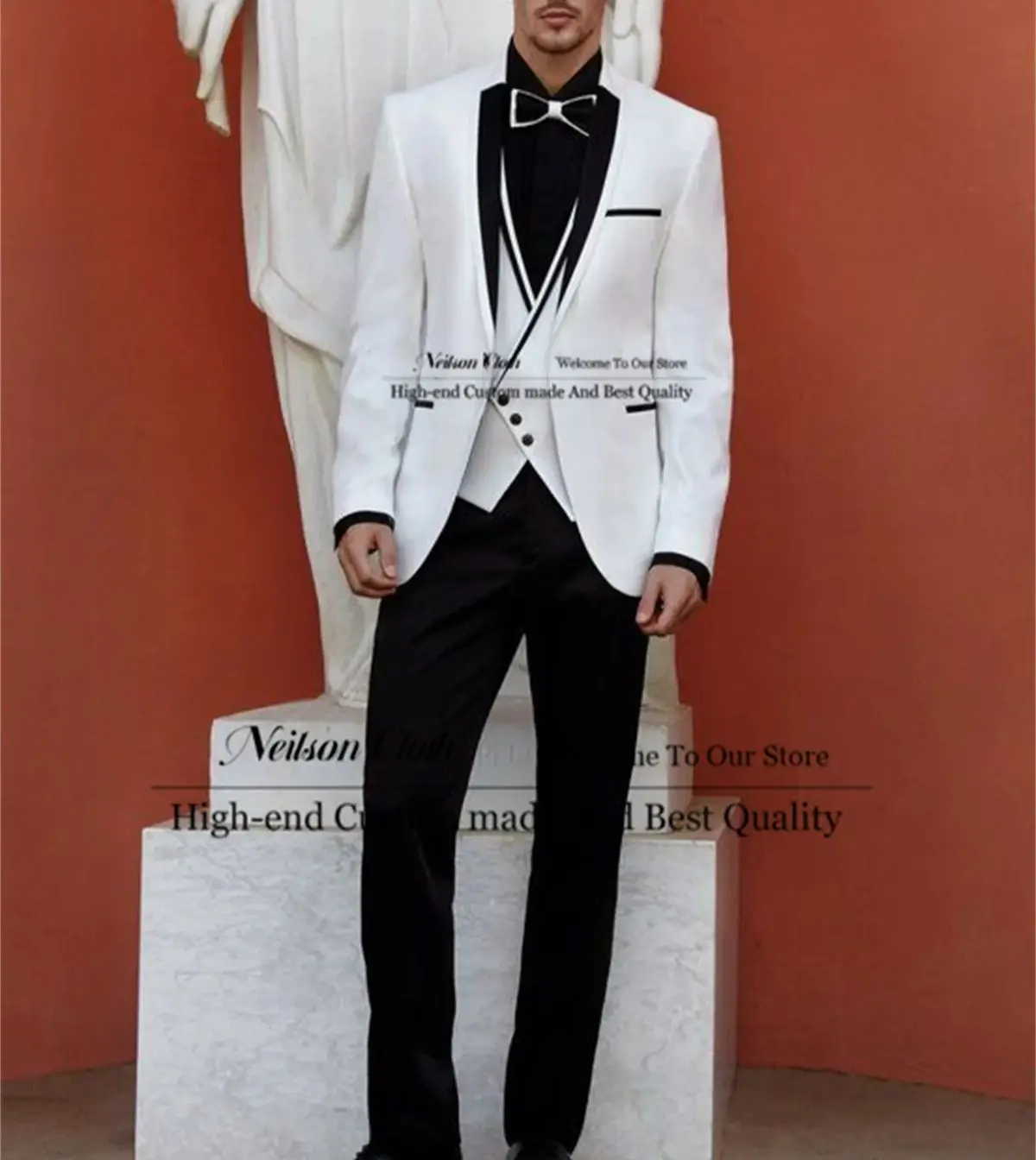 Formal White Male Prom Blazers 3 Pcs Jacket Vest Pants Sets One Button Groom Wedding Tuxedos Customized Groomsmen Costume Homme
Formal White Male Prom Blazers 3 Pcs Jacket Vest Pants Sets One Button Groom Wedding Tuxedos Customized Groomsmen Costume Homme