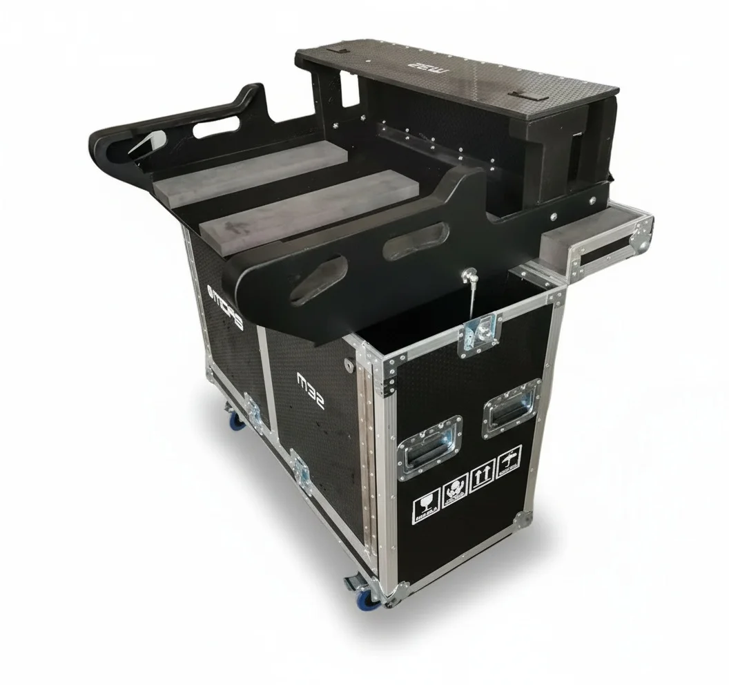 M32 Mixer Case, Aluminum 3/8 inch Plywood Flight Road Case, Hydraulic Flip Case with Laptop Holder, fit for Midas M32 Console
M32 Mixer Case, Aluminum 3/8 inch Plywood Flight Road Case, Hydraulic Flip Case with Laptop Holder, fit for Midas M32 Console