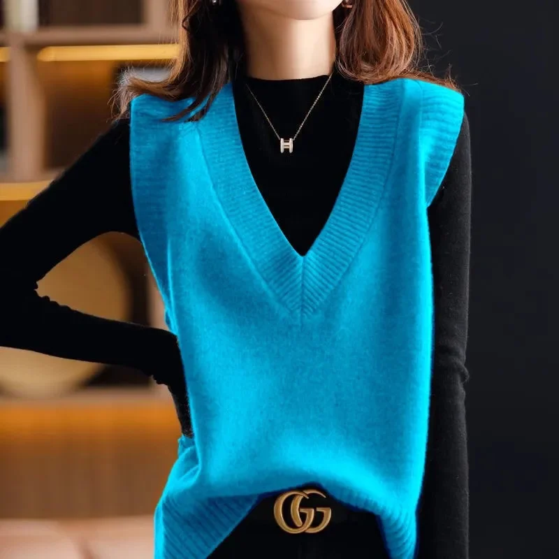 V-neck Knitted Vest Women's Sweater 2024 Autumn Winter New Korean Loose Sweater Vest Sleeveless Sweater Jumpers Pullover
V-neck Knitted Vest Women's Sweater 2024 Autumn Winter New Korean Loose Sweater Vest Sleeveless Sweater Jumpers Pullover