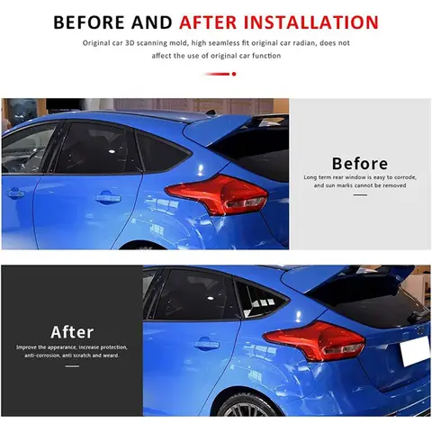 Rear Side Window Louvers For Ford Focus ST RS MK3 Hatchback 2012-2018 Accessories Air Vent Scoop Cover-A02G