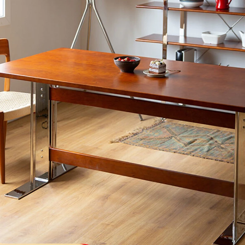 Cherry wood solid wood dining table, stainless steel rectangular office desk for household use
Cherry wood solid wood dining table, stainless steel rectangular office desk for household use