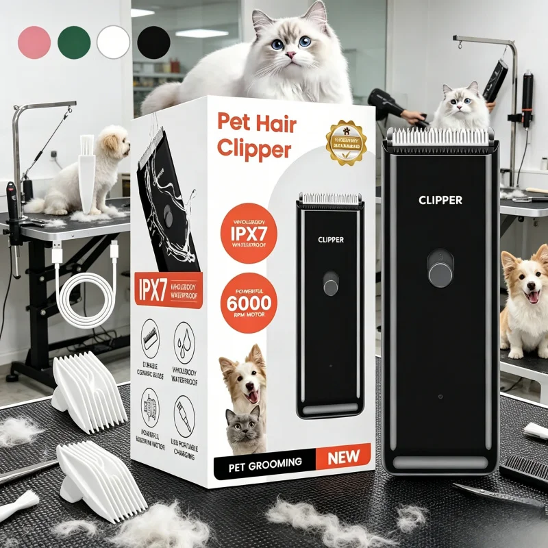 Cordless Rechargeable Pet Hair Trimmer, Low Noise Professional Dog Cat Puppy Grooming Clipper
Cordless Rechargeable Pet Hair Trimmer, Low Noise Professional Dog Cat Puppy Grooming Clipper