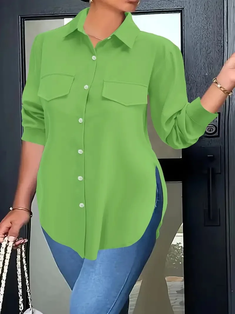 Elegant Spring Fall Office Blouses Top Casual Long Sleeve Irregular Splits Buttons Shirt Vintage Female Work Fit Shirts Top
Elegant Spring Fall Office Blouses Top Casual Long Sleeve Irregular Splits Buttons Shirt Vintage Female Work Fit Shirts Top