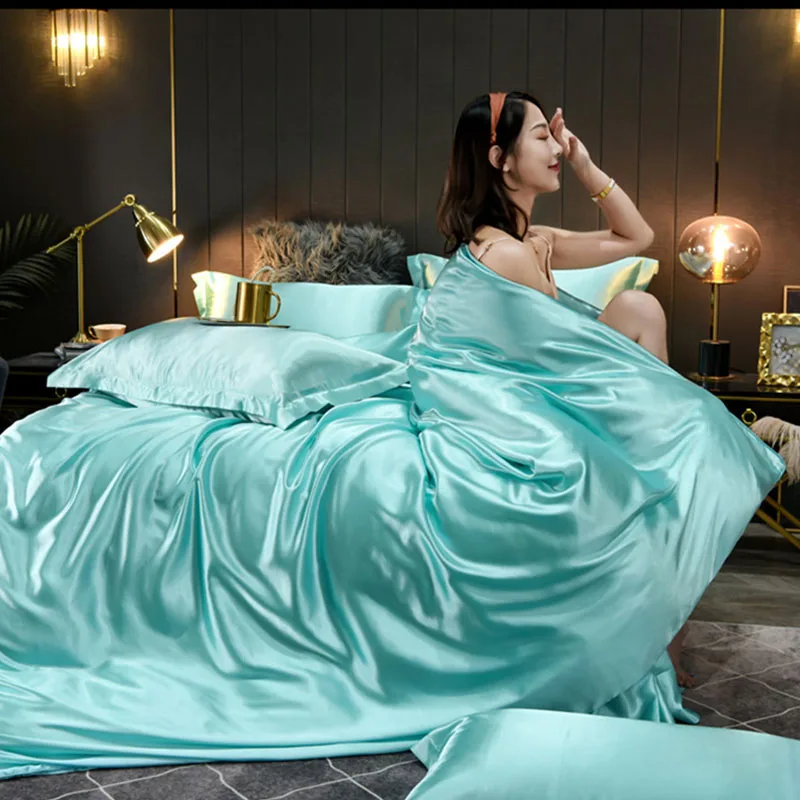 Silky Satin 3pcs 4pcs Bedding Sets with Duvet Cover Bed Sheet 2 Pillowcase Couple Single Double Summer 1/2 People Bed Cover
Silky Satin 3pcs 4pcs Bedding Sets with Duvet Cover Bed Sheet 2 Pillowcase Couple Single Double Summer 1/2 People Bed Cover