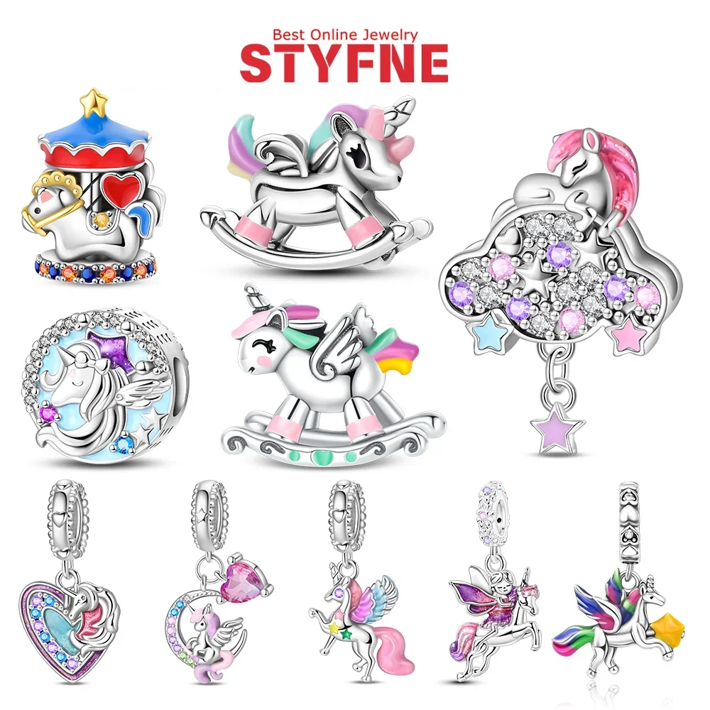 925 Silver Dream Kingdom Beaded Wonderland Unicorn Colored Wooden Horse Charms Pendants Fit Bracelet Diy Making Jewelry Gift
925 Silver Dream Kingdom Beaded Wonderland Unicorn Colored Wooden Horse Charms Pendants Fit Bracelet Diy Making Jewelry Gift