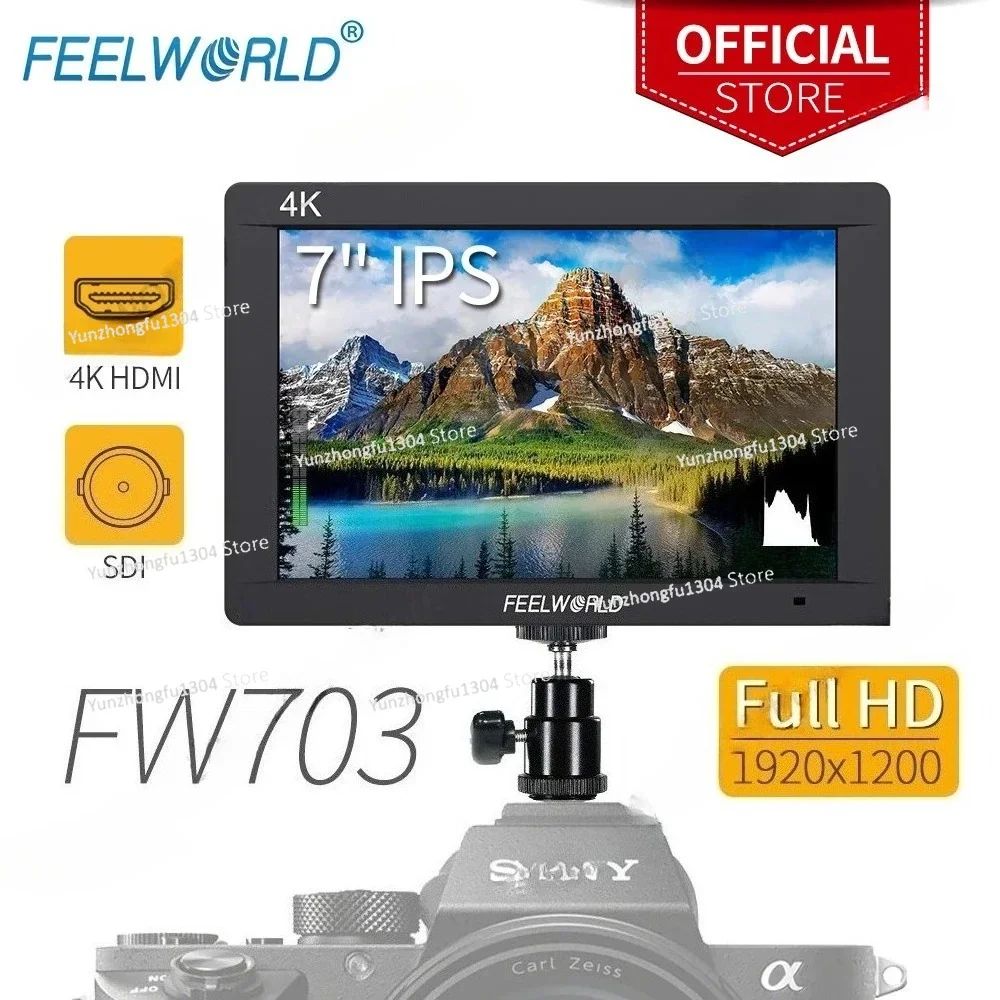 FEELWORLD 7 Inch FW703 IPS Full HD 3G SDI 4K HDMI On Camera DSLR Field Monitor 1920 1200 with Histogram for Stabilizer Gimbal
FEELWORLD 7 Inch FW703 IPS Full HD 3G SDI 4K HDMI On Camera DSLR Field Monitor 1920 1200 with Histogram for Stabilizer Gimbal