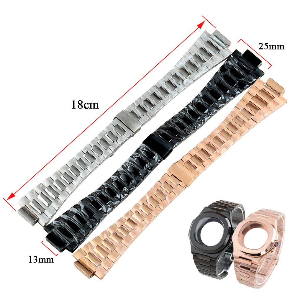 25mm Watch Bracelet For Nautilus Case Silver/Black/Rose Gold Watchbands 316L Solid Stainless Steel Watch Accessories
25mm Watch Bracelet For Nautilus Case Silver/Black/Rose Gold Watchbands 316L Solid Stainless Steel Watch Accessories