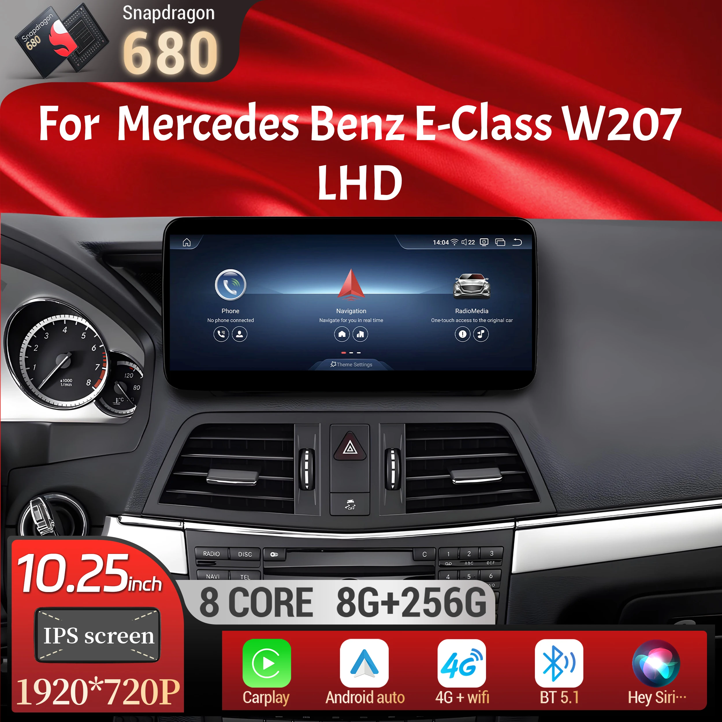 10.25"Left Hand Drive Car Radio For Mercedes Benz E-Class C207 W207 A207 2009-2016 Android 14 BT Carplay Snapdragon 680 Screen
10.25"Left Hand Drive Car Radio For Mercedes Benz E-Class C207 W207 A207 2009-2016 Android 14 BT Carplay Snapdragon 680 Screen