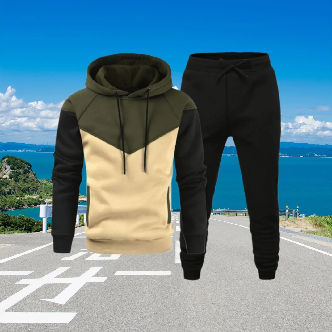 Spring and Autumn Men's Hooded Sweatshirt Set - A Teenage Casual Sports Outfit with Contrast Color Design and Fitted Suiting
Spring and Autumn Men's Hooded Sweatshirt Set - A Teenage Casual Sports Outfit with Contrast Color Design and Fitted Suiting