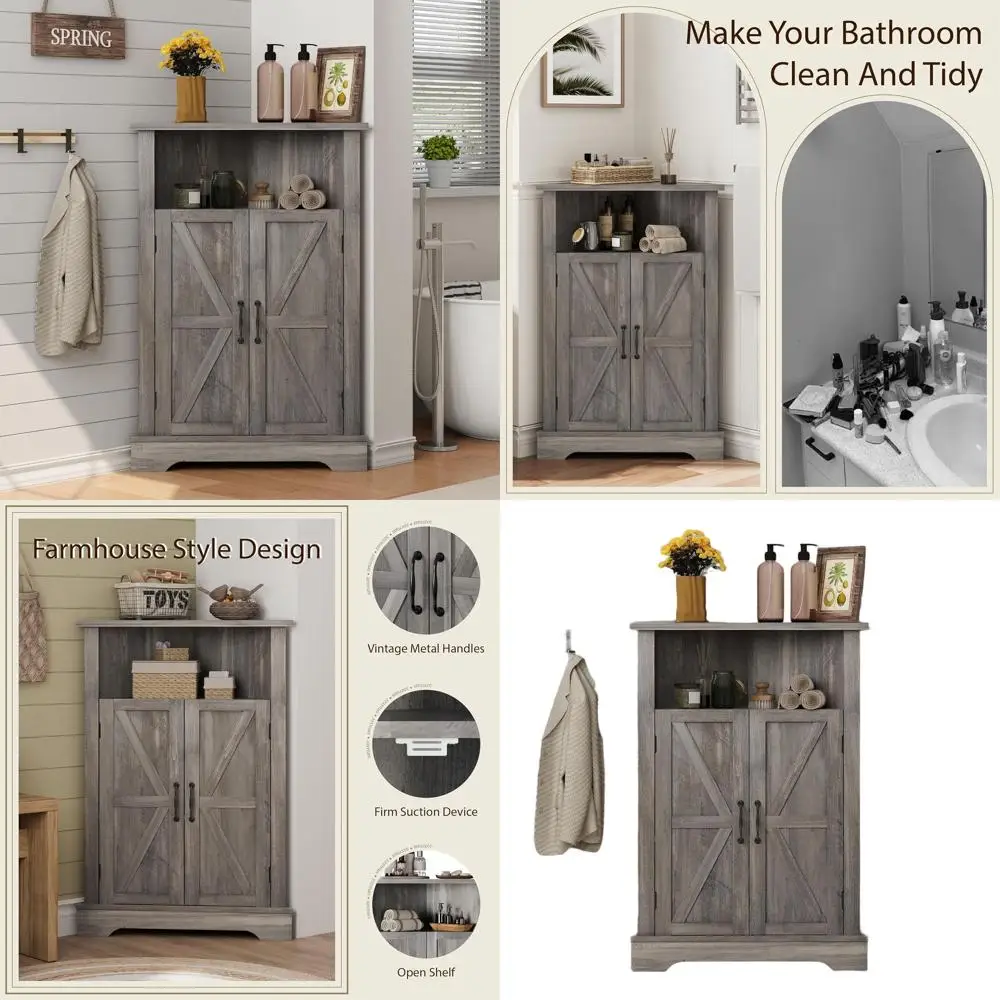Rustic Barn Door Corner Cabinet with Adjustable Shelf for Multi-Room Storage
Rustic Barn Door Corner Cabinet with Adjustable Shelf for Multi-Room Storage