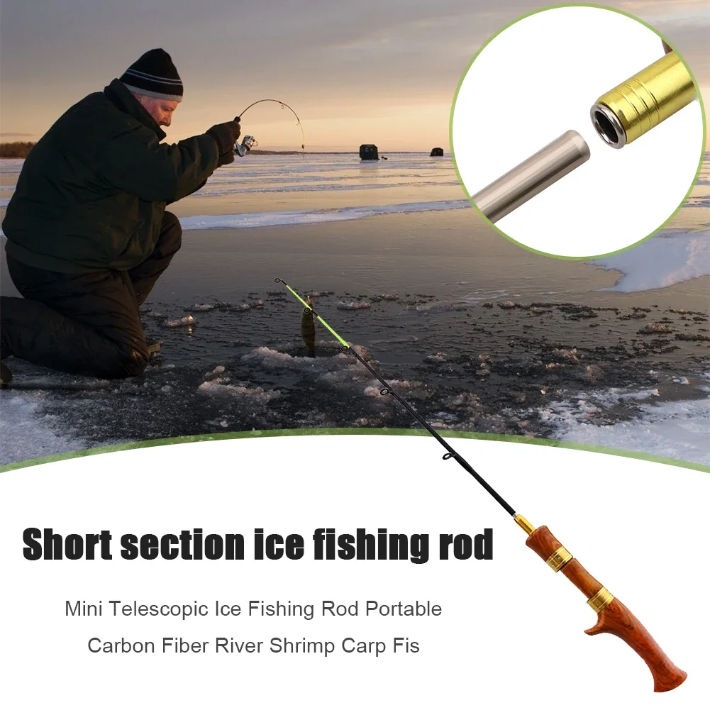 62cm Winter Ice Fishing Rod Portable Carbon Wooden Handle River Shrimp Carp Fishing Pole Winter Fish Tackle Outdoor Pesca
62cm Winter Ice Fishing Rod Portable Carbon Wooden Handle River Shrimp Carp Fishing Pole Winter Fish Tackle Outdoor Pesca