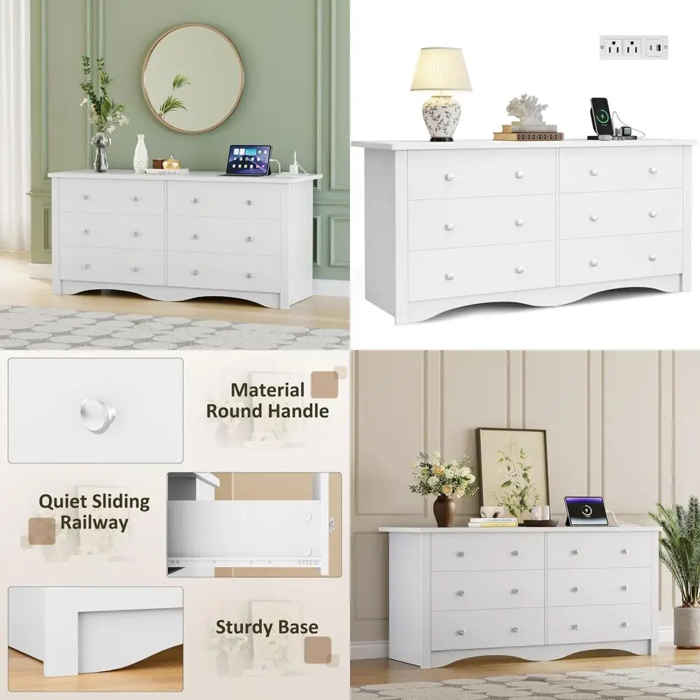 White Bedroom TV Stand with Storage Drawers for TVs up to 65 and Power Outlet
White Bedroom TV Stand with Storage Drawers for TVs up to 65 and Power Outlet