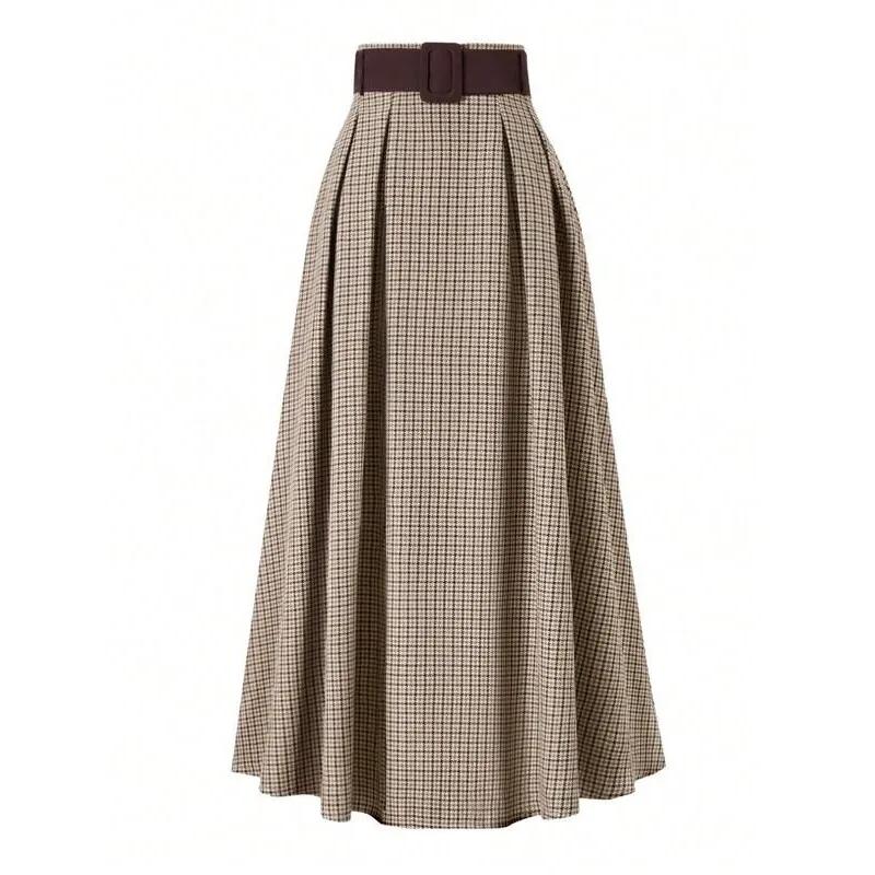 Belted Cape Style Midi Skirt Plaid Midi Skirt Women's Spring Fashion Half-length Skirts Neutral Belted Cape Style Skirt
Belted Cape Style Midi Skirt Plaid Midi Skirt Women's Spring Fashion Half-length Skirts Neutral Belted Cape Style Skirt