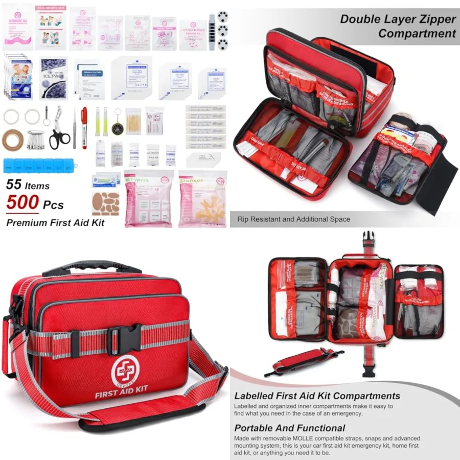 Professional 500 Piece Emergency First Aid Kit for Home, Car, Travel, Camping, Truck, Hiking, Sports, Office, Vehicle Outdoor E
Professional 500 Piece Emergency First Aid Kit for Home, Car, Travel, Camping, Truck, Hiking, Sports, Office, Vehicle Outdoor E