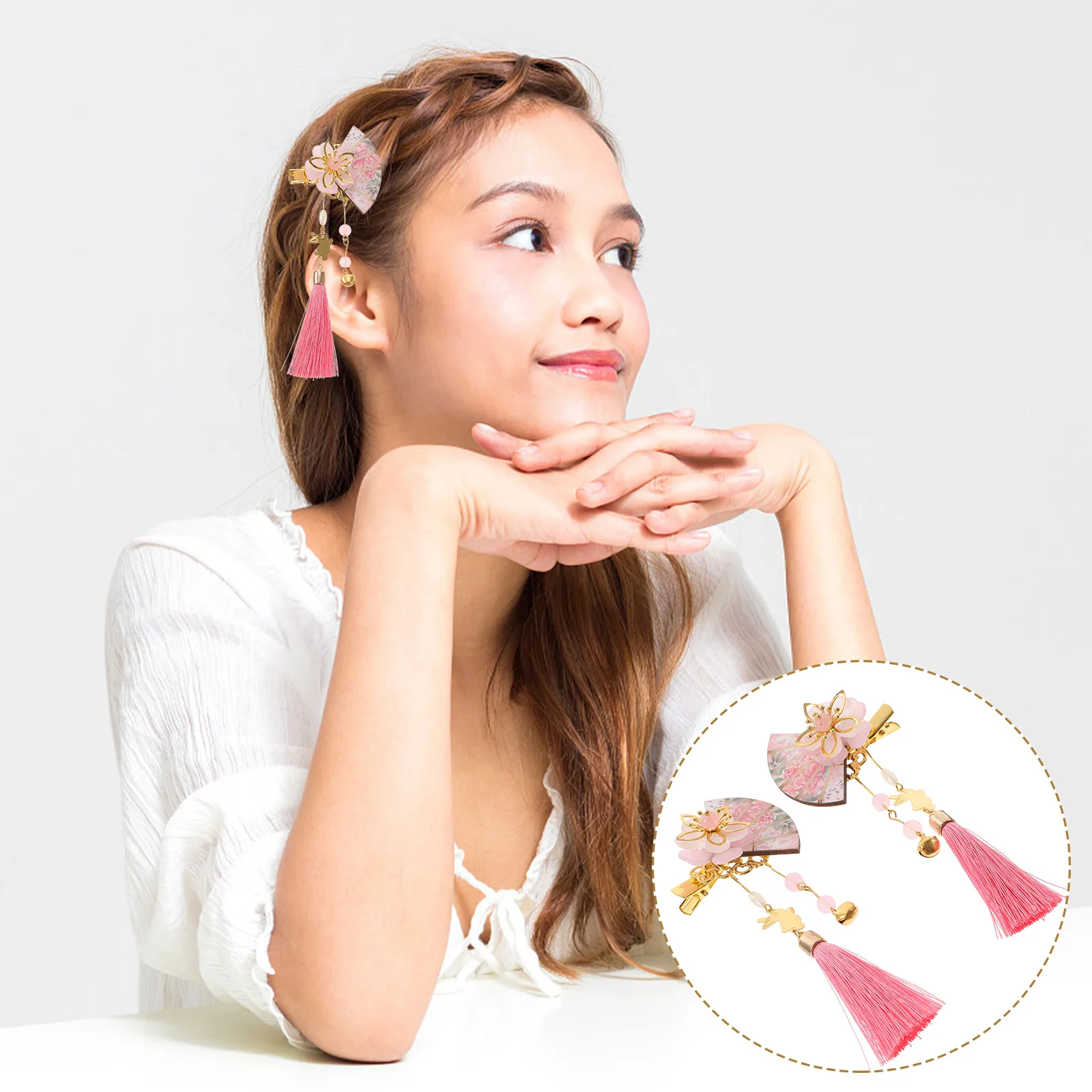 2pcs Japanese Fan Hairpins Tassel Clips Kawaii Accessories Cherry Clips Kimono Hair Accessories Lolita Hairpins Compact Hair
2pcs Japanese Fan Hairpins Tassel Clips Kawaii Accessories Cherry Clips Kimono Hair Accessories Lolita Hairpins Compact Hair