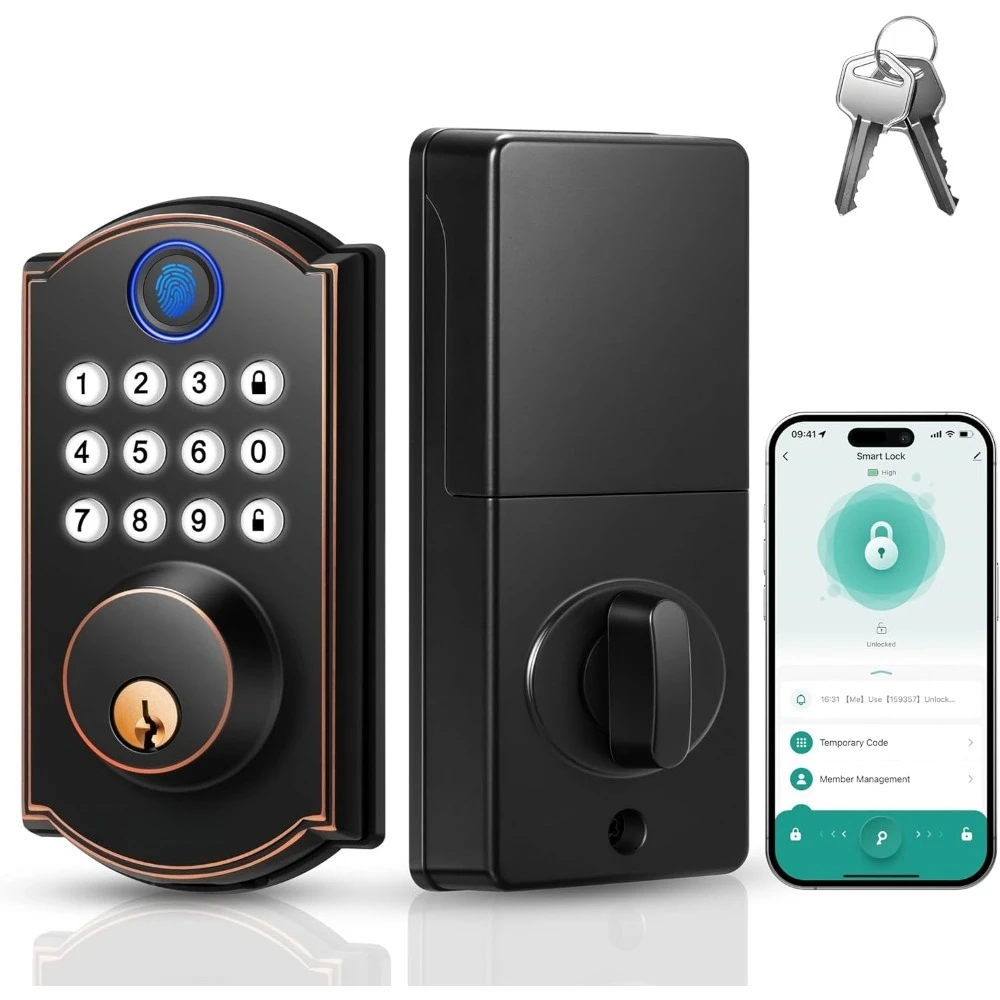 Smart Keyless Front Door Lock with Fingerprint Bluetooth App Control and User Management
Smart Keyless Front Door Lock with Fingerprint Bluetooth App Control and User Management