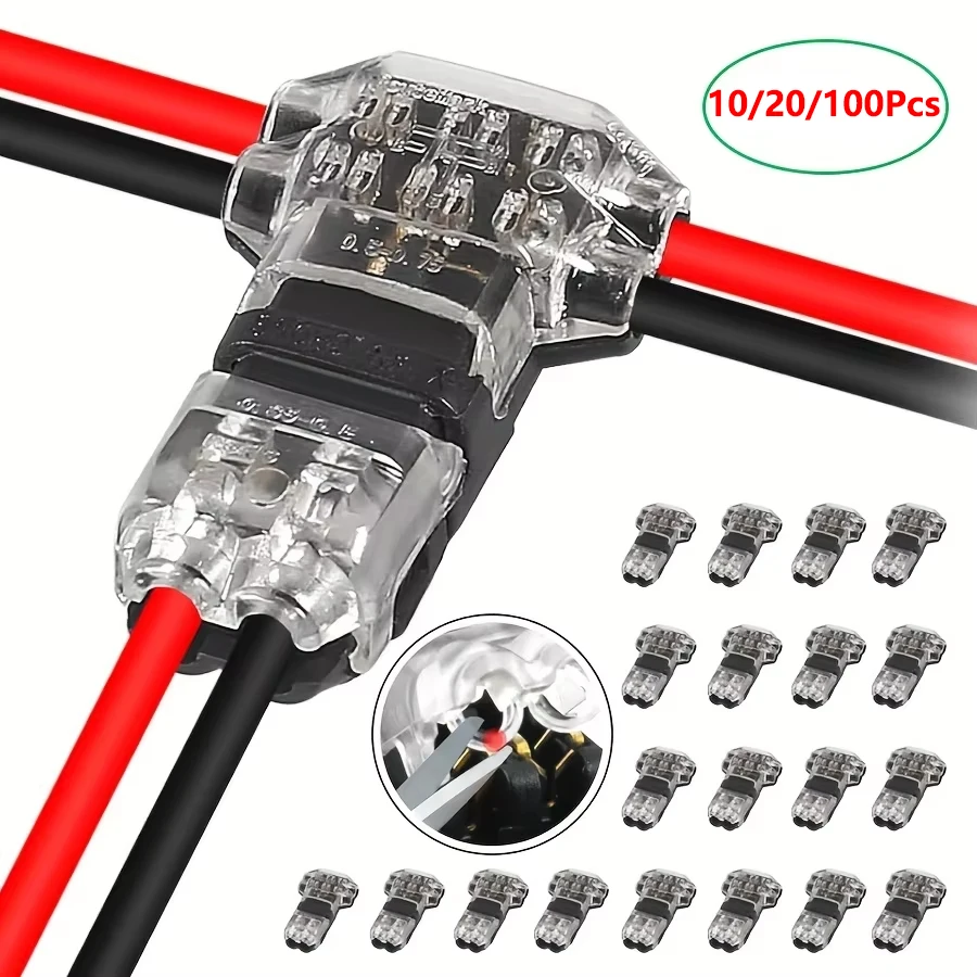 10/100PCS Wire Cable Snap In T2 Connector No-solder No-peel Quick Terminal Connections Joiners Auto Plug Electrical Accessories
10/100PCS Wire Cable Snap In T2 Connector No-solder No-peel Quick Terminal Connections Joiners Auto Plug Electrical Accessories