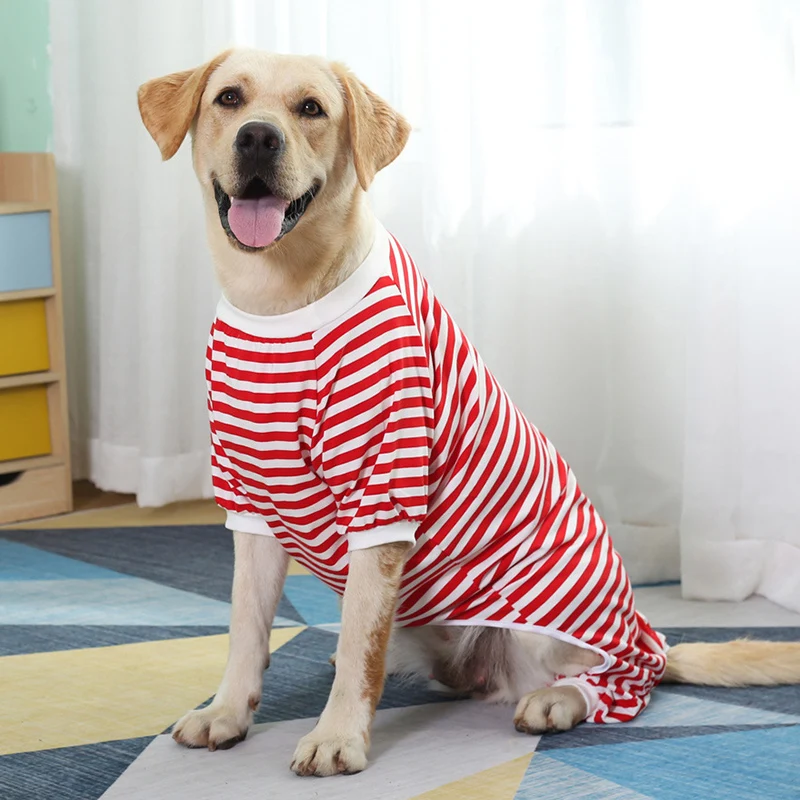 Dog Pajamas Cotton Striped Jumpsuit, Breathable Basic Pjs Shirts for Medium Large Dogs,Soft Stretchable Overalls for Labrador
Dog Pajamas Cotton Striped Jumpsuit, Breathable Basic Pjs Shirts for Medium Large Dogs,Soft Stretchable Overalls for Labrador