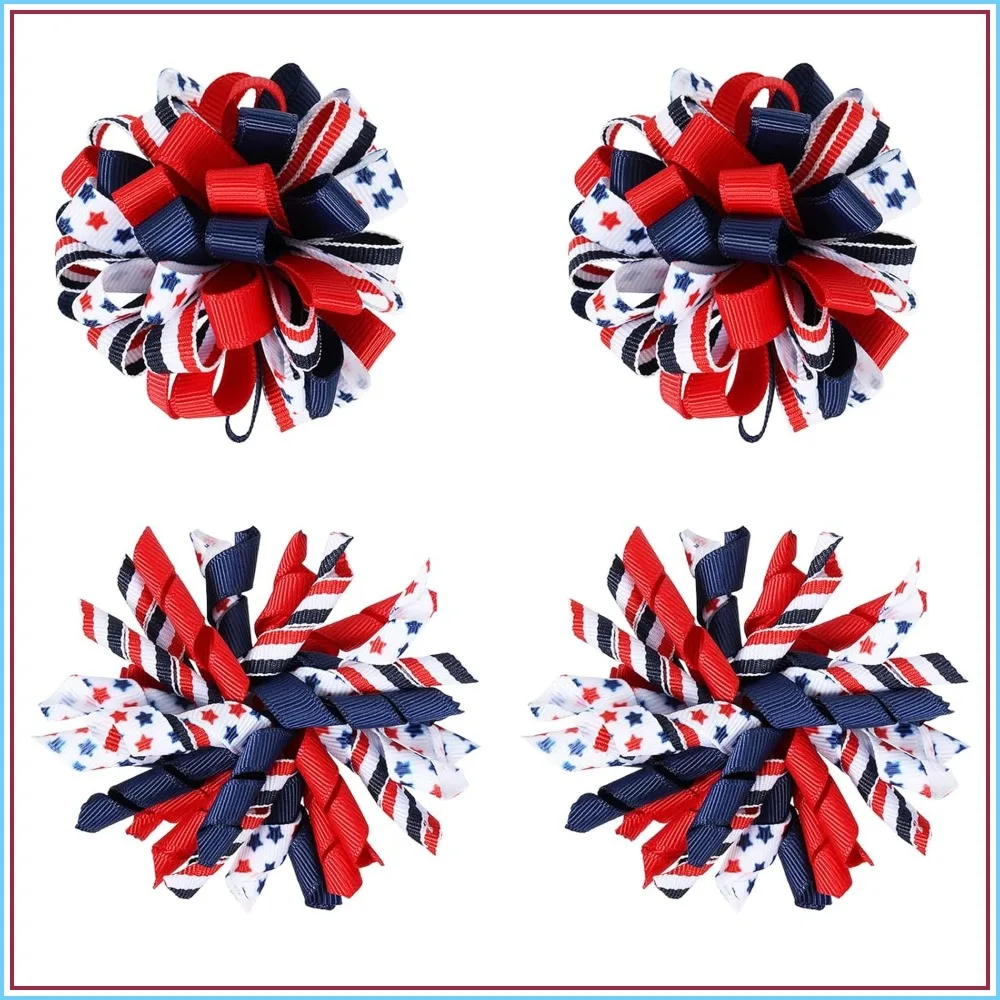 Patriotic Curly Corker Hair Bow Clips Red White Blue Stars Stripes Ribbon Accessories
Patriotic Curly Corker Hair Bow Clips Red White Blue Stars Stripes Ribbon Accessories